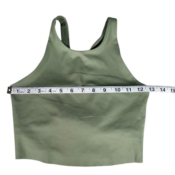 Nike Yoga Cropped Dri-Fit Sage Green Racerback Crop Top Size Small Tight Fit - Picture 6 of 9